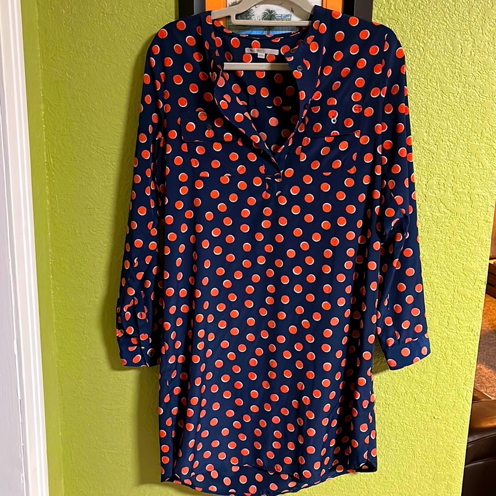 Blue with Orange Polka Dotted Dress!